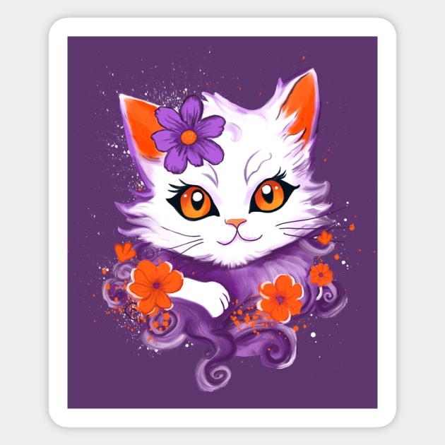 Mysterious Purple Cat Sticker by s.seheri